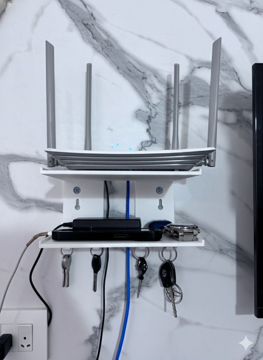 Wi-Fi Router Stand with Key Ring Holder – Smart Wall Organizer