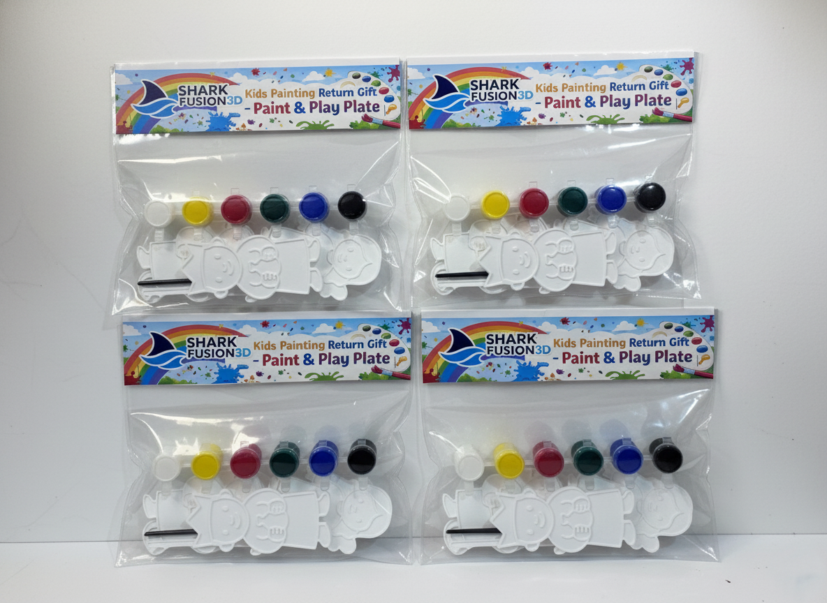 Kids Coloring Plate with Water Colors - Shark Fusion 3D