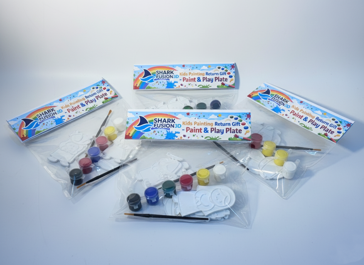 Kids Coloring Plate with Water Colors - Shark Fusion 3D