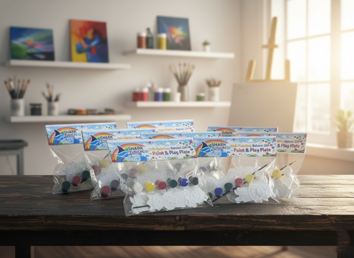 Kids Coloring Plate with Water Colors - Shark Fusion 3D