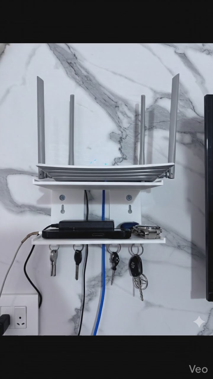 Wi-Fi Router Stand with Key Ring Holder – Smart Wall Organizer