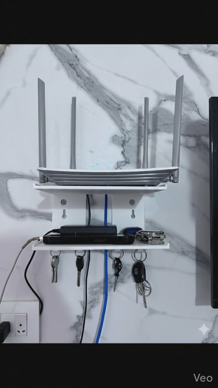 Wi-Fi Router Stand with Key Ring Holder – Smart Wall Organizer